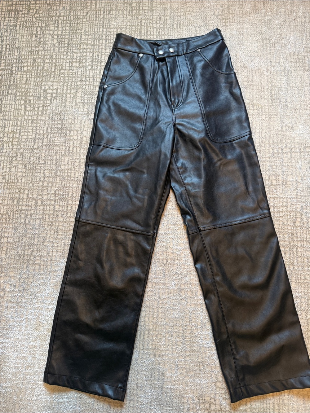 Blank NYC Black Faux Leather Wide-Leg Pants